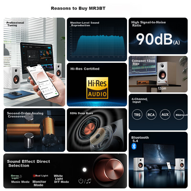 Колонка Bluetooth EDIFIER MR3BT 2.0 HIFI, для ПК та ТВ, настільна, чорна - зображення 4