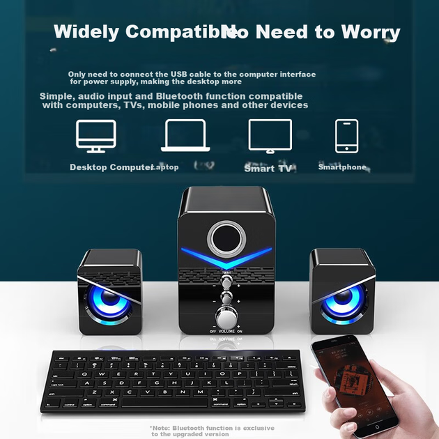 Компьютерные колонки Saida SADA 2.1 Bluetooth для телефона, мультимедиа, дома, настольного компьютера, ноутбука, игр, онлайн-уроков, миниатюрный сабвуфер D-221 - изображение 6