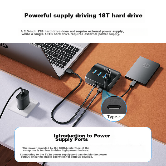 Док-станція HP USB Hub Splitter, високошвидкісний USB-подовжувач 3.0 з одним портом та кількома портами, USB-кабель-подовжувач, адаптер-конвертер для ноутбука, док-станція розширення для робочого столу, 0,5 м - изображение 9
