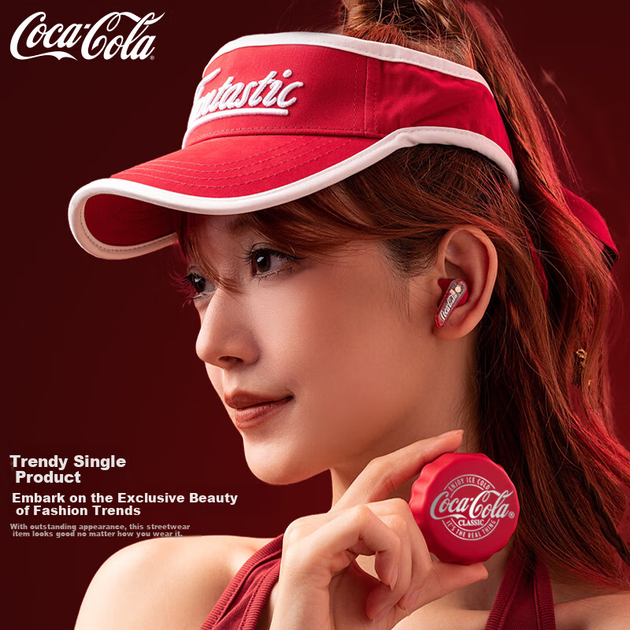 Бездротові навушники Coca-Cola T13 з кришкою від пляшки, напівбездротові навушники, навушники для ігор, кіберспорту, музики та спорту, з шумозаглушенням ENC, тривалим часом автономної роботи, нова модель 2026 року, подарунок для студентів та чоловіків - зображення 5