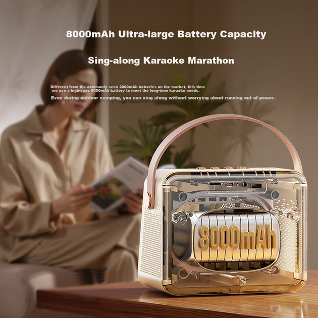 Soaiy GC520Pro+ Плавающая колонка с текстом песни, Bluetooth-микрофон для караоке, универсальный беспроводной микрофон для детей, использования на открытом воздухе, дома, в караоке, подарок на день рождения для мужчин и женщин - черно-золотой - изображение 7