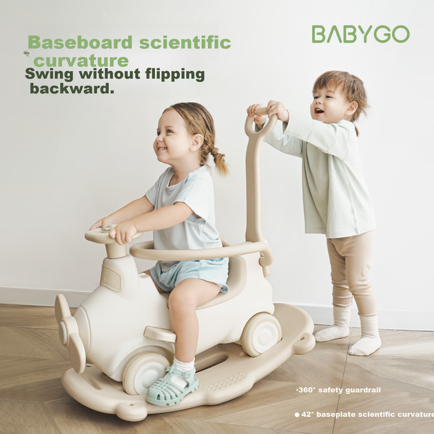 Деревянная машинка-качалка BG-BABYGO «Авиатор», для малышей - изображение 8