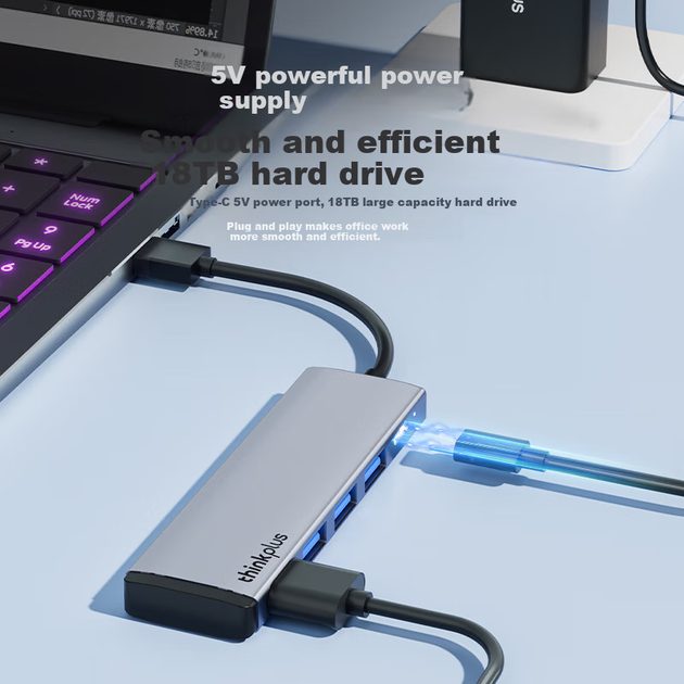 Адаптер USB-хабу ThinkPad Lenovo, конвертер-хаб, док-станція розширення для ноутбука, подовжувач USB, USB-хаб LA04B 1 м металевий - Фото 5 Адаптер USB-хабу ThinkPad Lenovo, конвертер-хаб, док-станція розширення для ноутбука, подовжувач USB, USB-хаб LA04B 1 м металевий - изображение 5