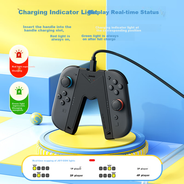 Зарядное устройство для контроллера Joy-Con Switch Jemdo 2-го поколения игра во время зарядки White - Фото 4 Зарядное устройство для контроллера Joy-Con Switch Jemdo 2-го поколения игра во время зарядки White - изображение 4