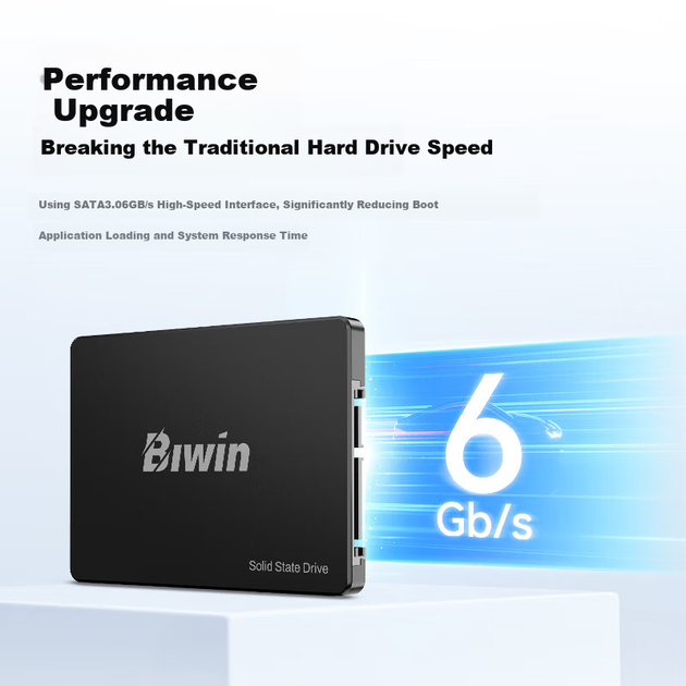Твердотельный накопитель BIWIN SSD 1 ТБ, интерфейс SATA 3.0, серия M100, скорость чтения 550 МБ/с, аксессуар для хранения данных на ПК. - изображение 6