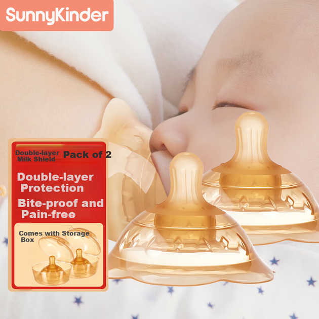 Захист для сосків новонароджених SunnyKinder Breast Shield, пластир для грудей, допоміжний засіб для годування, допоміжна соска для молоковідсмоктувача, двошаровий коректор - изображение 4
