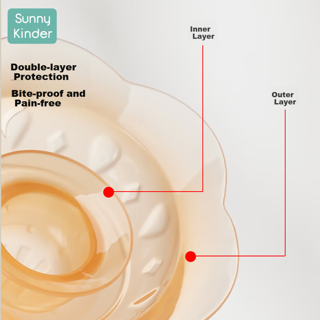 Захист для сосків новонароджених SunnyKinder Breast Shield, пластир для грудей, допоміжний засіб для годування, допоміжна соска для молоковідсмоктувача, двошаровий коректор - изображение 7