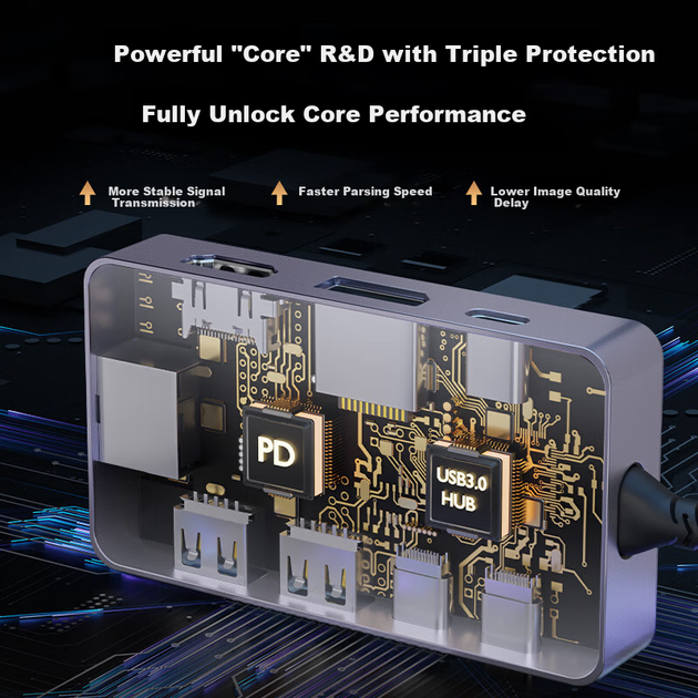 Хаб ULT-unite Type-C - Gigabit Ethernet 8-в-1, три дисплеї, HDMI/DP - зображення 7