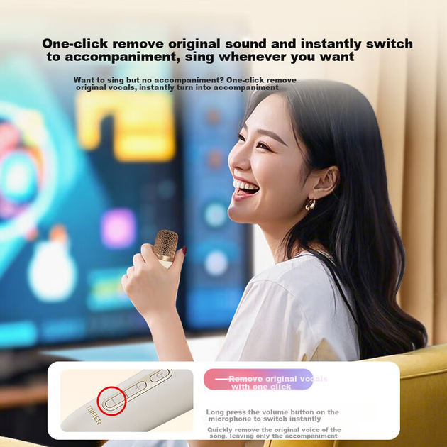 EDIFIER Q3 Караоке-колонка, беспроводной микрофон для караоке, домашняя KTV-колонка, умное устройство для пения, караоке-комплект, цвет Cloud White - изображение 8