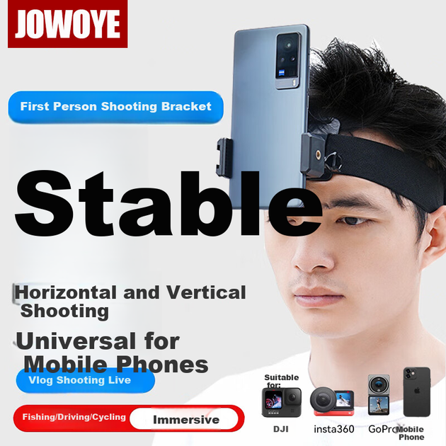 Кронштейн JOWOYE для DJI на голову, носимий тримач для телефону, кріплення для екшн-камери, запис відео TikTok, відеозйомка від першої особи, автомобільне кріплення, ремінець на голову для зйомки, відеоблог про риболовлю - изображение 4