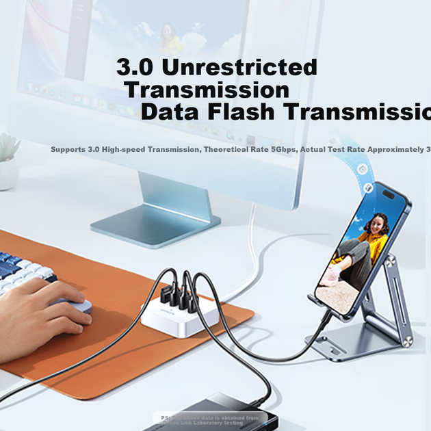 UGREEN USB Hub 3.0 — док-станция расширения, высокоскоростной разветвитель с 4 портами, док-станция расширения, адаптер-конвертер, удлинительный кабель для ноутбуков и настольных компьютеров. - изображение 5