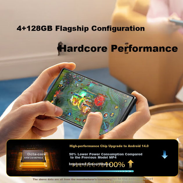 MP3/MP4-плеер FAMUE BF61 с Wi-Fi доступом в интернет, 4+128 ГБ ОЗУ, воспроизведение MP5-музыки без потерь, Android 14, Bluetooth-динамик, устройство для чтения видео и электронных книг. - зображення 4