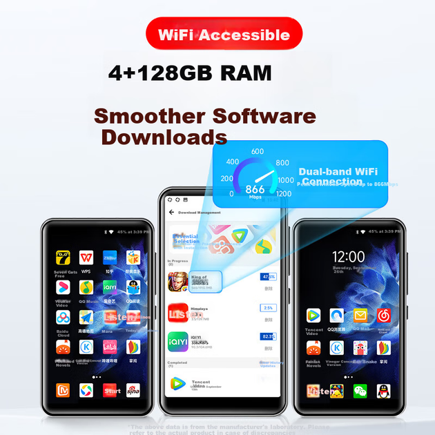 MP3/MP4-плеер FAMUE BF61 с Wi-Fi доступом в интернет, 4+128 ГБ ОЗУ, воспроизведение MP5-музыки без потерь, Android 14, Bluetooth-динамик, устройство для чтения видео и электронных книг. - зображення 5