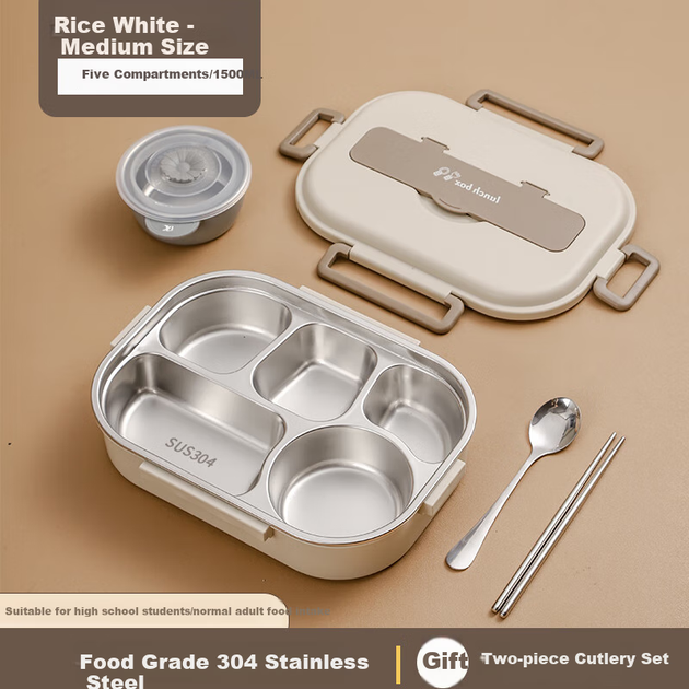 Ланч-бокс COOKSS нержавеющая сталь 304 термо для офиса и школы 5 отделений - изображение 2
