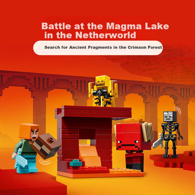 LEGO Minecraft 21266 Битва в лаві Ніжнього світу, будівельні блоки, іграшка для хлопчиків та дівчаток, подарунок на День захисту дітей, прикраса - Фото 4 LEGO Minecraft 21266 Битва в лаві Ніжнього світу, будівельні блоки, іграшка для хлопчиків та дівчаток, подарунок на День захисту дітей, прикраса - зображення 4