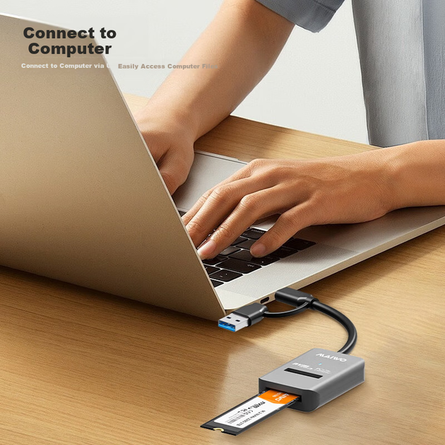 Картридер MAIWO M.2 NVMe SSD, корпус для SSD, жорсткий диск Type-C 3.2, простий у використанні кабель, два Y-подібні роз'єми, зовнішній аксесуар для ноутбука та телефону K1696P - зображення 4