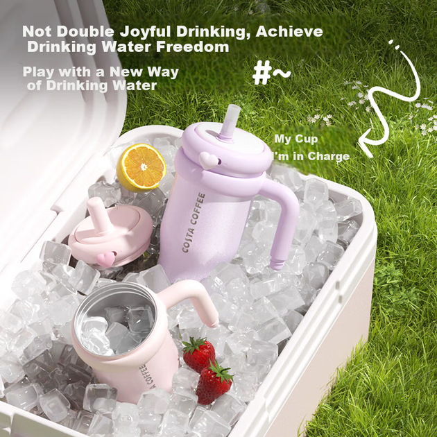 Ізольована пляшка для води COSTA Giant великої ємності з трубочкою для чоловіків та жінок, студентська крижана чашка, святковий подарунок з нержавіючої сталі - Фото 6 Ізольована пляшка для води COSTA Giant великої ємності з трубочкою для чоловіків та жінок, студентська крижана чашка, святковий подарунок з нержавіючої сталі - зображення 6