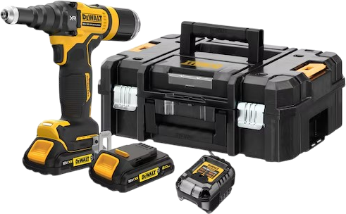 Заклепочник для глухих заклепок DeWalt XR 18 V 2.4-4.8 мм з 2 акумуляторами 2 Аг (DCF403D2GT-QW) - Фото 1 Заклепочник для глухих заклепок DeWalt XR 18 V 2.4-4.8 мм з 2 акумуляторами 2 Аг (DCF403D2GT-QW) - зображення 1