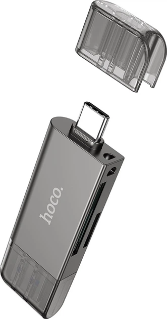 Кардрідер Hoco HB39 USB/Type-C 3.0 high-speed card reader Metal Gray (6942007604819) - зображення 3