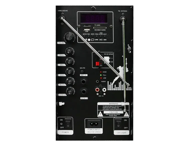 Портативная акустическая система ZXX-9191 60W 93 дБ с двумя микрофонами и LED подсветкой - изображение 4
