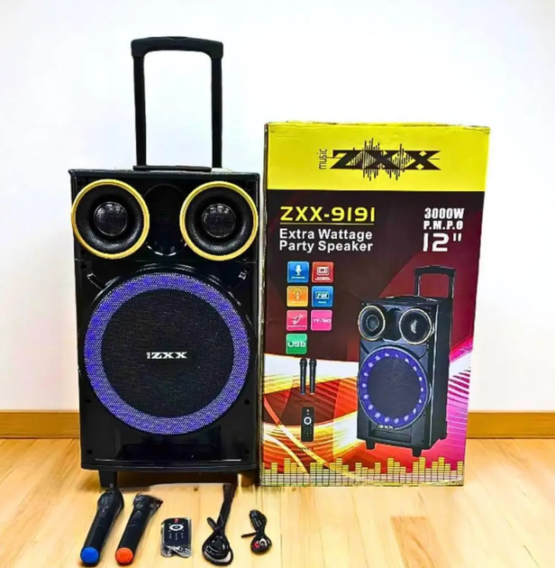 Портативная акустическая система ZXX-9191 60W 93 дБ с двумя микрофонами и LED подсветкой - изображение 6