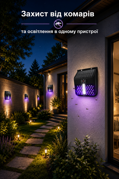 Антимоскитный светильник на солнечной батарее, от комаров с датчиком движения, сумеречным датчиком и аккумулятором 1200 мАч - изображение 4