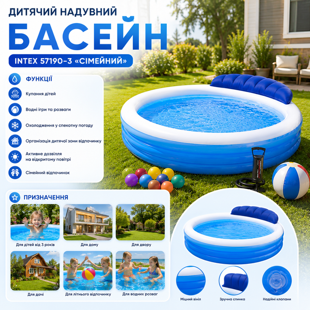 Детский надувной бассейн Intex 57190-3 «Семейный» - изображение 5
