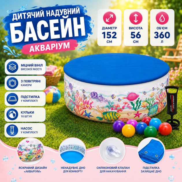 Детский надувной бассейн Intex 58480-3 «Аквариум» - изображение 2