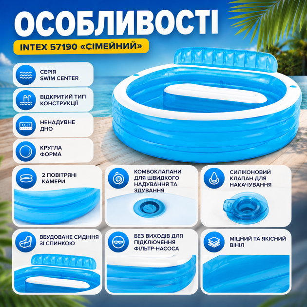 Детский надувной бассейн Intex 57190 Семейный - изображение 6