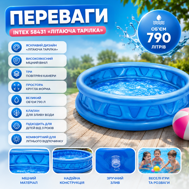 Детский надувной бассейн Intex 58431 Летающая тарелка - Фото 4 Детский надувной бассейн Intex 58431 Летающая тарелка - изображение 4