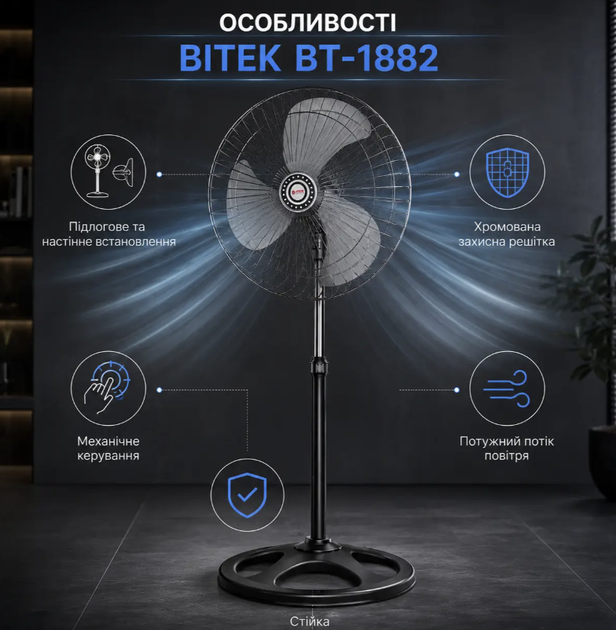 Вентилятор напольный BITEK BT-1882 3в1 - изображение 4