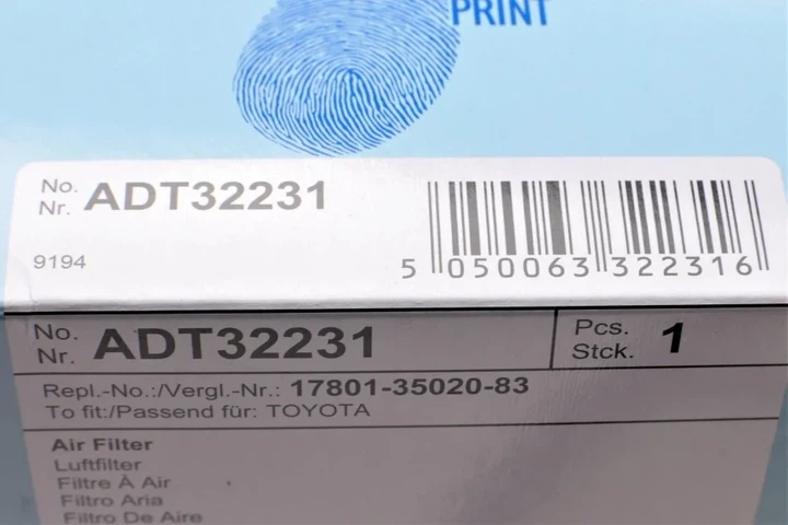 Повітряний фільтр BLUE PRINT ADT32231 Toyota Previa, Land Cruiser, 4-Runner; Mitsubishi Eclipse Cross, Outlander, ASX, Lancer; Citroen C4 1500A286, 1780108010, 1780155020 - изображение 5