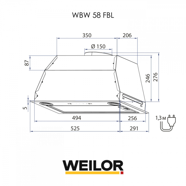 Вытяжка weilor wbw 58 fbl - изображение 8
