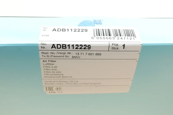 Повітряний фільтр BLUE PRINT ADB112229 BMW X3, X4 13717601868 - Фото 7 Повітряний фільтр BLUE PRINT ADB112229 BMW X3, X4 13717601868 - изображение 7