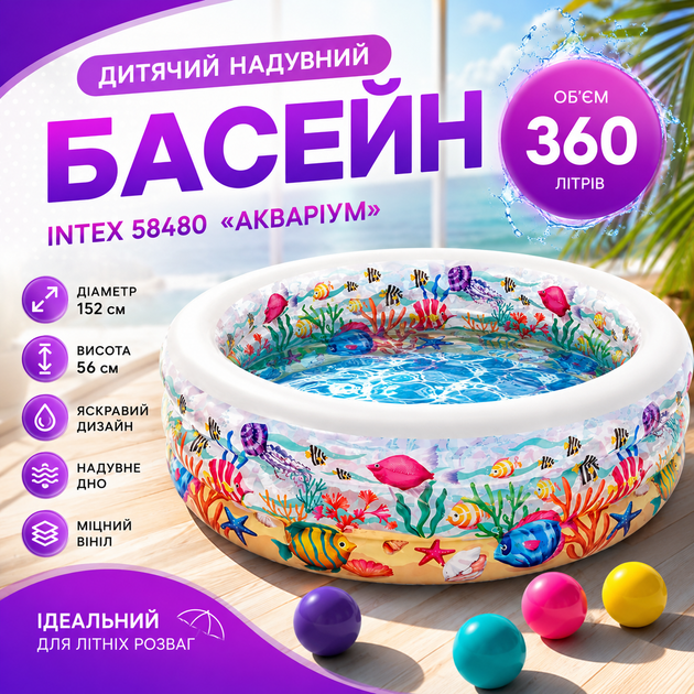Детский надувной бассейн Intex 58480 Аквариум - изображение 2