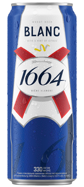 Упаковка пива Kronenbourg 1664 Blanc светлое 4.8% 0.33 л x 24 шт (4820000457309) - изображение 2