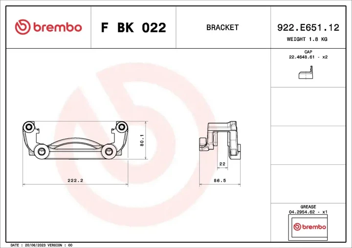 Скоба, супорт гальма BREMBO FBK022 Renault Master; Opel Movano 440010538R - изображение 2
