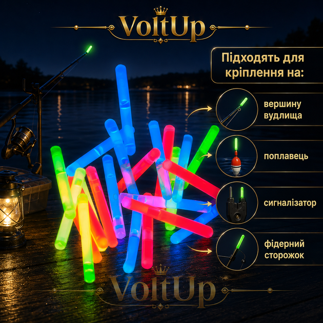 Світлячки SMS Lightstick 4.5×38 мм зелені набір 10 упаковок по 2 шт для нічної риболовлі - изображение 2