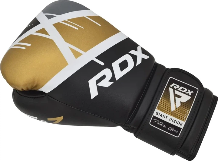 Боксерские перчатки RDX кожа 10 унций черные золотые - Фото 3 Боксерские перчатки RDX кожа 10 унций черные золотые - изображение 3