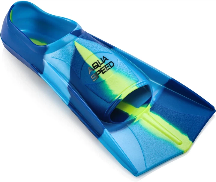 Ласты Aqua Speed силиконовые 33-34 синие голубые желтые - изображение 3