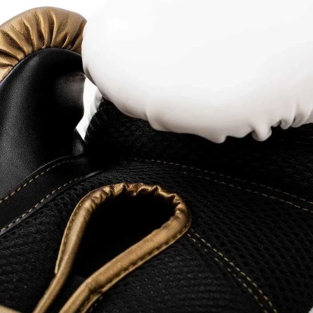 Боксерские перчатки Everlast полиуретан 10 унций белый золотой унисекс - изображение 3