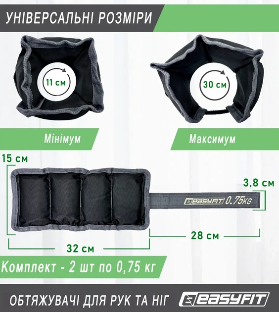 Утяжелители ProDobro Оксфорд 0,75 кг Черные - изображение 2