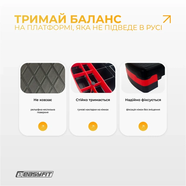 Степ-платформа ProDobro пластик 68х28 см 10+5 см Чорна - зображення 5