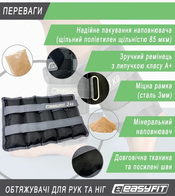 Утяжелители ProDobro Оксфорд 3 кг Черные - изображение 4