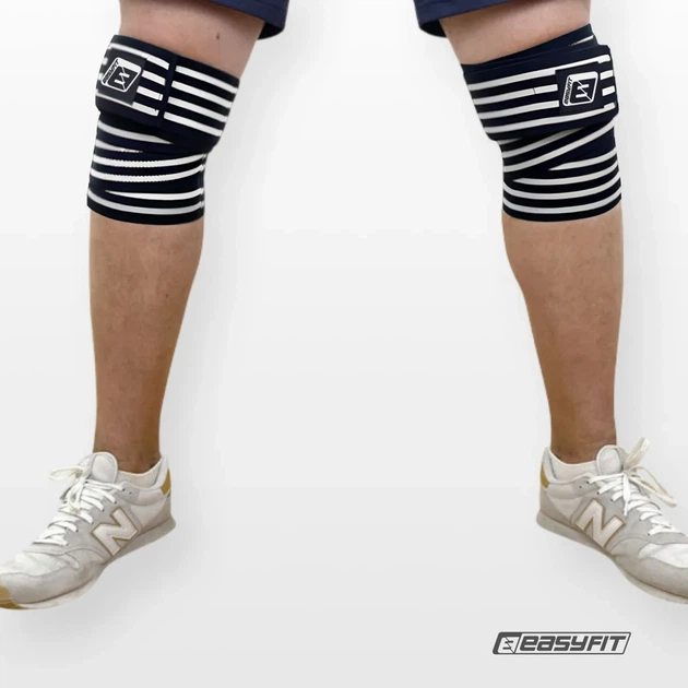 Бинт для приседаний EasyFit полиэстер 200 см черно-белый - изображение 5