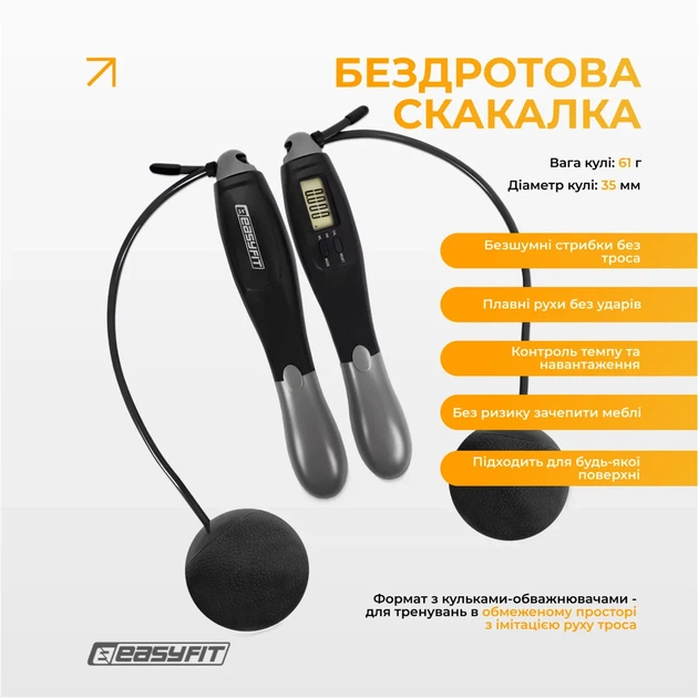 Скакалка с счетчиком ProDobro ПВХ 2,8 м Черный-серый - изображение 3