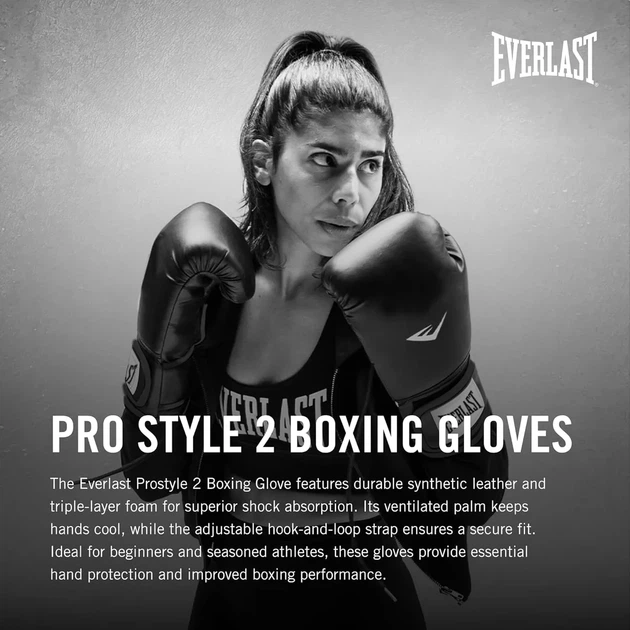 Боксерские перчатки Everlast полиуретан 8 унций черные унисекс - изображение 2