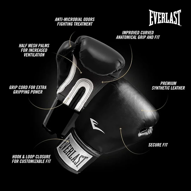 Боксерские перчатки Everlast полиуретан 8 унций черные унисекс - изображение 4