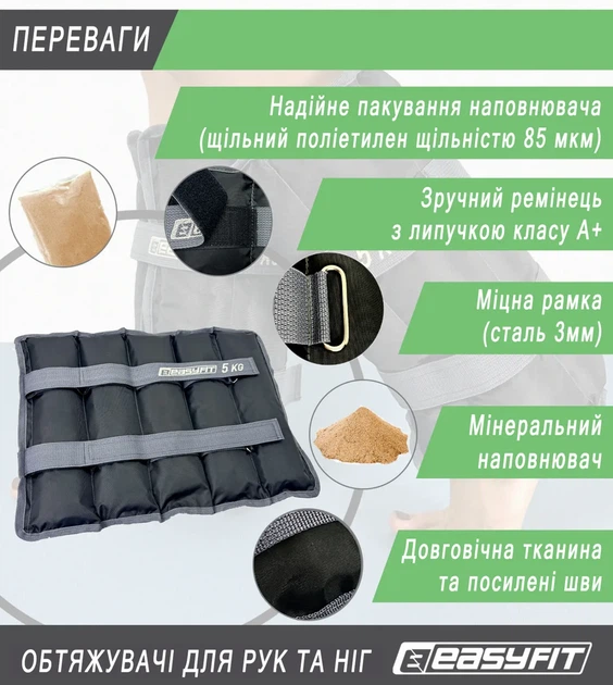 Утяжелители для ног и рук ProDobro Оксфорд 5 кг Черные - изображение 4