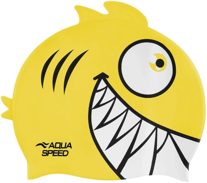 Шапка для плавания AQUA SPEED силиконовая OSFM желтая пиранья для детей - Фото 1 Шапка для плавания AQUA SPEED силиконовая OSFM желтая пиранья для детей - изображение 1